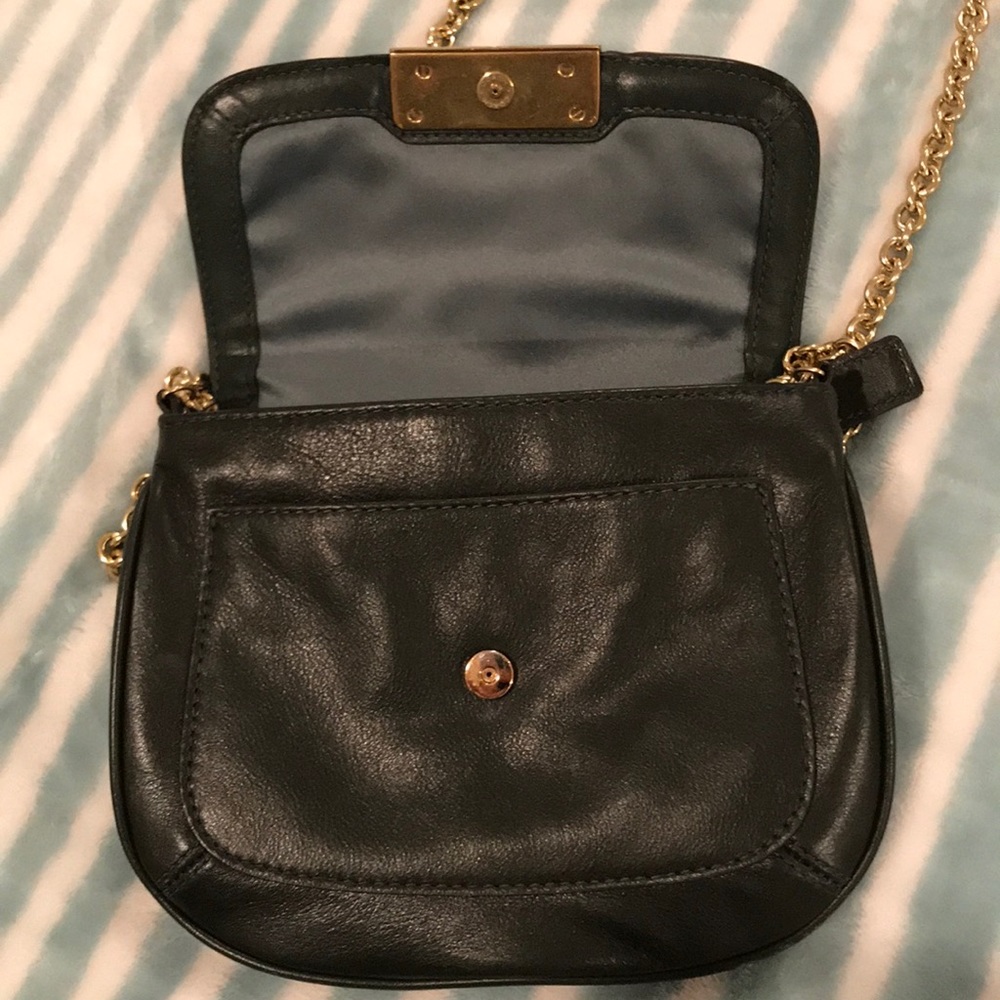 Coach Dark Green Crossbody With Gold Chain Gem
